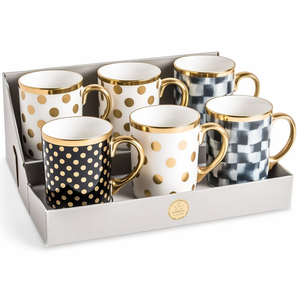 Set Regalo di Tazze da Caffè in Ceramica di Lusso con Motivo <span class=keywords><strong>a</strong></span> <span class=keywords><strong>Pois</strong></span> Dorati, Logo Personalizzato OEM ODM, Tazza all'Ingrosso con Confezione Regalo per Omaggi Aziendali - Product Image 3