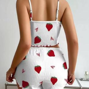 New Style <b>Heart</b> Print <b>Sweet</b> Shorts Home Wear Pajamas Women's Nightie Sleepwear Sets - Product Image 2