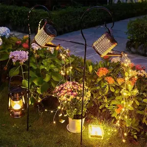 Hot Sale Solar Kettle Light Villa Jardim Decoração Chuveiro Ferro Forjado Fio De Cobre Oco Solar Lawn Light