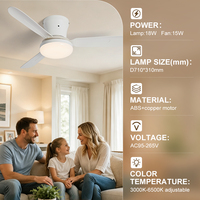 Ventilateur de plafond avec lumière et télécommande pour la maison, moteur DC en cuivre, blanc
