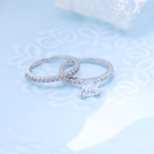 OAHLAN 2CT925スターリングシルバーブライダルリングセットプリンセススクエアカットCZエンゲージメントウェディングバンド女性用プロミスリング - Product Image 2
