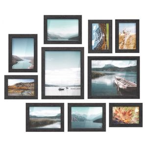 Cadres photo muraux en bois massif écologiques de style américain, durables, de plusieurs tailles (8x20 pouces), design perforé, lot de 10 pièces. - Product Image 1