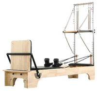Kursi Pilates FEIFANHONGYU dengan Rangka Kayu, Pegas Pedal Terpisah, Pegangan yang Dapat Disesuaikan, Peralatan Pilates untuk Rumah, Studio, dan Gym