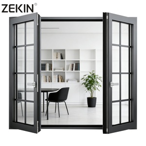 Ventana Abatible de Triple Vidrio con Marco de Aluminio Resistente a Huracanes y Aislamiento Acústico Estándar NFRC de EE. UU. con Diseño de Rejilla Francesa ZEKIN - Product Image 1