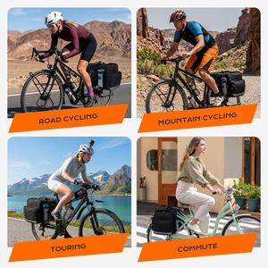 Sacoche de vélo 30L style sport en polyester, résistante à l'eau, avec fermeture éclair et double réflecteur pour porte-bagages arrière - Product Image 6
