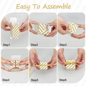 Boîte cadeau de fête en vrac à rayures dorées, petite boîte de friandises de Noël avec ruban pour fournitures de fête - Product Image 3