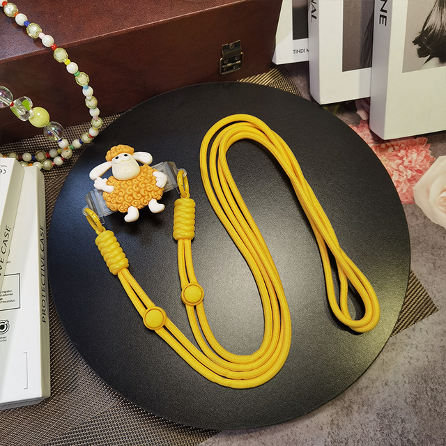 Cute Pink Lamb DIY Phone Strap Holder 125cm Diagonal Cross Back Clip Case Mobile Phone Accessories