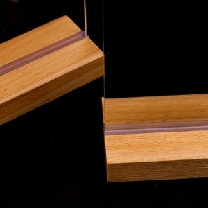 Letrero de acrílico transparente con base de madera en forma de T, soportes verticales de acrílico en blanco, pantalla de escritorio, marco de menú de plástico Doble - Product Image 4