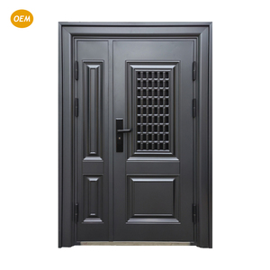 Porte d'entrée double style français moderne en acier Skyland avec isolation thermique et verre forgé pour villa, salon et chambre à coucher - Product Image 5