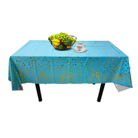 Nappe de table rectangulaire jetable en plastique turquoise et or à pois, décoration de table pour anniversaire et fête