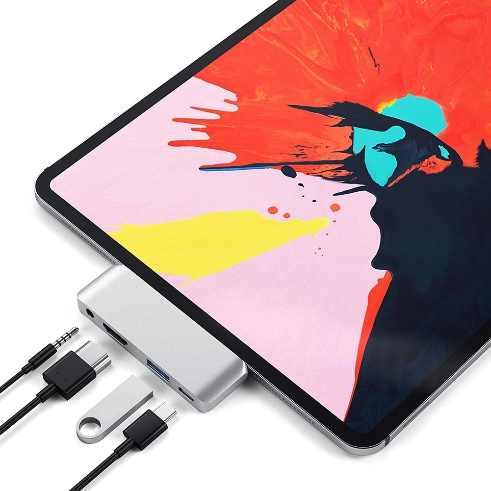 Кабель с разъемом USB типа C для мобильных устройств Pro Hub адаптер USB-C PD зарядки USB 3,0 и 3,5 мм разъем для наушников для iPad Pro планшеты