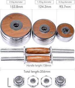 <span class=keywords><strong>PROIRON</strong></span> Ideal para entrenamiento de fuerza, gimnasio en casa Fitness <span class=keywords><strong>20KG</strong></span> Juego de <span class=keywords><strong>mancuernas</strong></span> <span class=keywords><strong>ajustables</strong></span> de acero nogal - Product Image 2