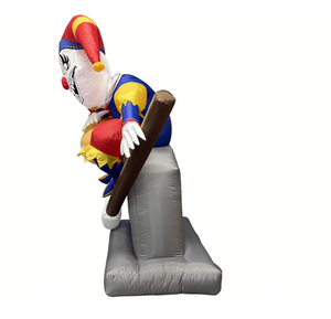 <span class=keywords><strong>Clown</strong></span> gonflable automatisé de 6 pieds pour Halloween, s'assis sur la pierre tombale avec une faucille, pour décorations extérieures - Product Image 5