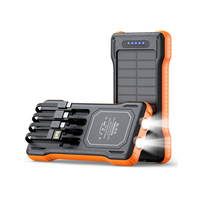 Nuevo Banco de Energía Solar Casun de 10000 mAh con Linterna LED, Resistente al Agua, Cable Integrado y Micro USB