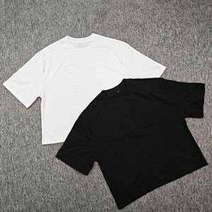 Vêtements de rue écologiques en gros, logo personnalisé, 100% coton, fil teint, tricot vintage, surdimensionné, imprimé de dessins animés, coupe courte - Product Image 3