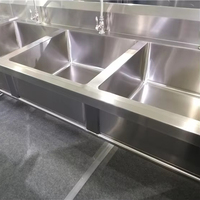 Autres fournitures d'hôtel et de restaurant Évier de cuisine autoportant à trois compartiments pour restaurant commercial en acier inoxydable 201