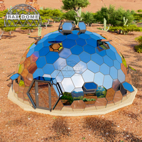 Casa prefabricada de cristal de cúpula geodésica RAXDOME de 10m para glamping Stargazing con tragaluz personalizado