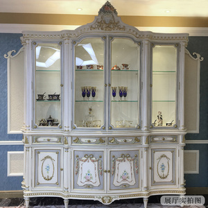 Lujoso palacio francés tallado y pintado gabinete de cuatro puertas estilo europeo dorado muebles clásicos gabinete de vino de madera maciza - Product Image 2