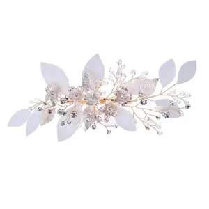 Moda foglia d'oro fiore gioielli per capelli accessori decorazione di nozze fermaglio per capelli da sposa