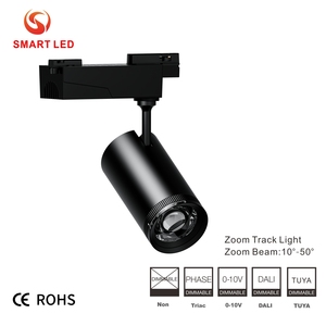 สวิตช์หรี่ไฟแบบหมุน CE Rohs 0-10V Dali zigbee ปรับได้ DIP CCT 2700K-6500K ไฟสปอตไลท์แบบราง LED COB ซูมได้ พร้อมเลนส์ซูม 10 เท่า ° -55 ° คาน - Product Image 4
