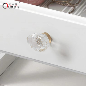 Oukali 럭셔리 유럽 스타일 다이아몬드 크리스탈 찬장 서랍 손잡이 캐비닛은 부엌 문 옷장 손잡이를 당김 - Product Image 5