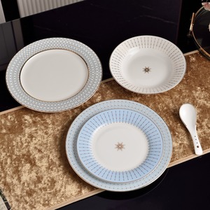 Bone China <b>Dinnerware</b> Sets 6-Piece Blue Dishwasher Safe Western Cuisine Eco-Friendly for Hotel Restaurant Party Occasions - Product Image 3