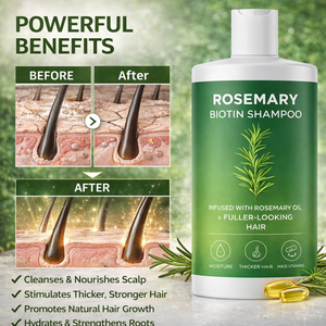 Champú Voluminizador con Biotina y Romero para Cabello Rizado, Fórmula Vegana Engrosadora, Vitaminas B, Aceite de Árbol de Té, <span class=keywords><strong>Sin</strong></span> Sulfatos ni <span class=keywords><strong>Siliconas</strong></span>, para el Crecimiento - Product Image 2
