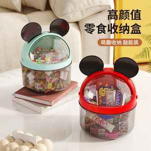 Cartoon Snack Storage <b>Box</b> Round With Lid <b>Red</b> And Blue Food Container Desktop Organizer - Product Image 1