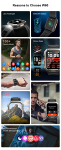Blackview W60 Smartwatch ATS3085L 128Mb FLASH 61g 50*44.5*14.3mm 900mAh <b>Battery</b> 2.01 TFT Heart Rate Blood Oxygen Sensor VC30F - Product Image 6