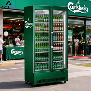 Frigorifero per Bevande a 2 Porte, 1241L, <span class=keywords><strong>Verde</strong></span>, Vetrina Refrigerata per Esposizione Bevande - Product Image 3