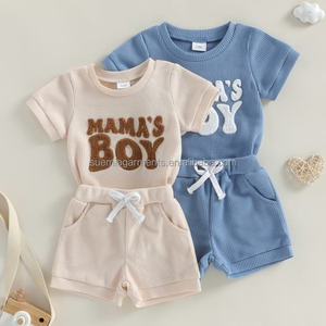 Conjunto de Ropa Casual de Verano para Bebé Niño, con Estampado de Letras MAMAS BOY, Fabricación Personalizada con MOQ Bajo - Product Image 5