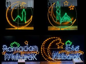 Lampu dekorasi tali Muslim Islami, tahan air luar ruangan Motif bingkai baja besar 1*0.6 <span class=keywords><strong>M</strong></span> bintang Ramadan haji Lebaran - Product Image 6