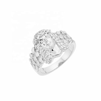 Vente en gros Bague classique pour homme style Nugget religieuse dorée avec diamants CZ Moissanite Ice et motif Jésus
