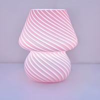 Lampe Champignon Rayée Rose, Vert, Jaune, Crème – Style Instagram Rétro Mignon – Veilleuse d'Ambiance pour Chambre à Coucher, Dortoir, Cadeau Fille, Décoration