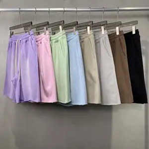 YCAN 2024 Shorts de algodão 360 GSM verão spray tingido vintage desgastado lavagem ácida oversize para homens