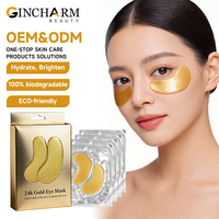 Patchs Hydrogel pour les Yeux à l'Or 24K, Marque Privée, Éclaircissants, 100% Biodégradables, en Matériau Hydrogel, Patchs Cristallins pour les Yeux
