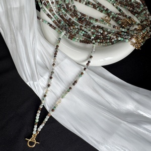 Boutique Style Colored High Quality Tourmaline <b>Bead</b> <b>Necklace</b> Heavy Clavicle Chain Natural Stone Gemstone Layer <b>Necklace</b> for Gift - Product Image 3