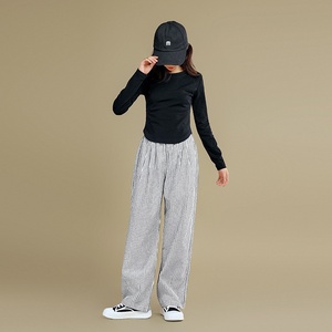 <span class=keywords><strong>Pantaloni</strong></span> a Righe in Cotone per Ragazze, Nuovo Stile Autunno 2026, Versatili, Casual, per Bambine Più Grandi, Gamba Dritta, <span class=keywords><strong>Vita</strong></span> <span class=keywords><strong>Alta</strong></span> Elasticizzata - Product Image 2