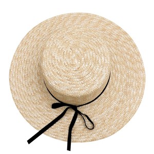 Chapeau de paille naturel pour femme, style marin, à calotte plate et bord plat, avec nœud en corde tressée, chapeau de soleil de plage, respirant, léger, style britannique - Product Image 6