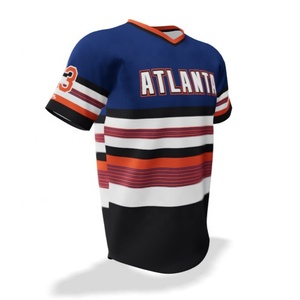 Custom Sublimated Throwback Uniform <b>Tshirts</b> Tees Shirts Mesh Fabric v Neck <b>Baseball</b> Pullover Jerseys - Product Image 3