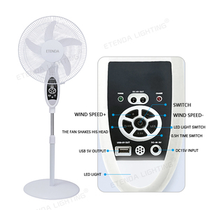 Ventilateur solaire sur pied de 16 pouces avec ampoule LED, rechargeable |   Fabricants de ventilateurs solaires en Chine GD956BT Ventilateur solaire sur pied de 16 pouces - Product Image 1