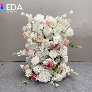 ซุ้มดอกไม้ประดิษฐ์ผ้าไหมสีชมพูและสีขาวขนาด 8 ฟุต รุ่นขายดีของ LEDA สำหรับตกแต่งงานแต่งงานและงานอีเว้นท์ - Product Image 2