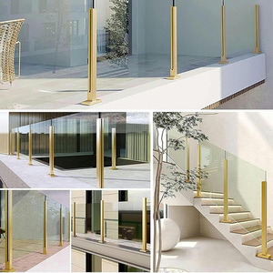 Modern Design Brushed Gold Stainless Steel <strong>Railing</strong> Fence Post Easy Installation Hotel Villa Balcony Stair Indoor <strong>Retaining</strong> <strong>Wall</strong> - Product Image 6
