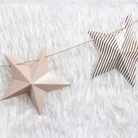 अनुकूलित क्रिसमस के गहने फांसी हिरण सिर सितारे माला 3D पंचकोना कागज स्टार लालटेन क्रिसमस पार्टी सजावट के लिए
