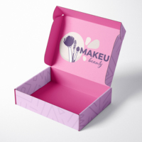 Conception gratuite Logo personnalisé rose recyclable ondulé Mailer carton emballage de papier boîte postale d'expédition pour cosmétique