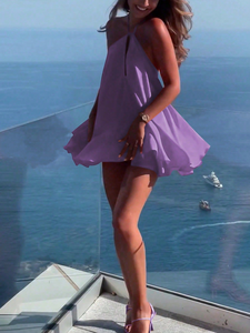 Robe d'été populaire et tendance pour femme, sexy, à col en V profond, dos nu, style camisole, coupe ample trapèze, sans manches, taille haute, pour soirée et <span class=keywords><strong>vacances</strong></span> - Product Image 4