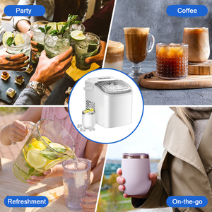 For Ecozy Countertop Portable Pebble Ice Maker 9 Cubes in 6 Mins for Household or Hotel Use <b>Plastic</b> Housing with Ice Bags Basket - Product Image 4
