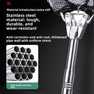 Épuisette de pêche pliable et télescopique en acier inoxydable, multi-tailles, portable, pour eau douce et eau salée, séchage rapide - Product Image 2