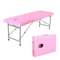 Table de massage améliorée, lit de massage facial professionnel pliable en acier inoxydable pour spa.