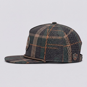 Casquette Snapback à Visière Plate en Corde Tressée, Imprimé Topographique, 6 Panneaux, Perforations Laser, Respirante, Tendance, Sportive, Unisexe - Product Image 3